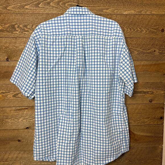 Peter Millar Plaid Button Down Shirt Blue Collared Short Sleeve Size XL - Picture 3 of 7